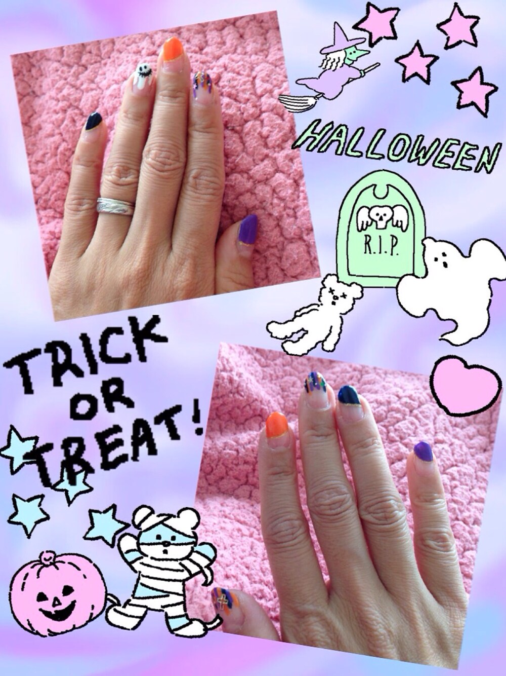 「ハロウィン、ネイル、お気に入り、おふざけ、おばけ、子供喜ぶ」｜「ネイルサロンのアイテム（その他、その他）」を使った、tea♡さん（レディース・153cm）の秋コーディネートの1枚目の写真