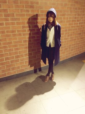 「RAGEBLUE（レイジブルー）のアイテム（チェスターコート）」を使った、だーつーさん（レディース・152cm）の冬コーディネート