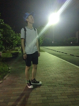 「AlexanderLeeChang（アレキサンダーリーチャン）のアイテム（スニーカー）」を使った、takashi.kadowakiさん（メンズ・172cm）の夏コーディネート