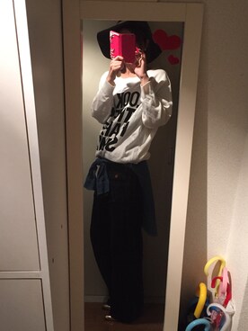 「古着屋のアイテム（その他パンツ、グリーン系）」を使った、ゴーヤーんさん（レディース）の春コーディネート