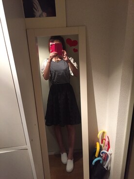 「たかはしのアイテム（Tシャツ/カットソー、ホワイト系）」を使った、ゴーヤーんさん（レディース）の春コーディネート