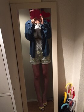 「Levi's（リーバイス）のアイテム（シャツ/ブラウス、ブルー系）」を使った、ゴーヤーんさん（レディース）の春コーディネート