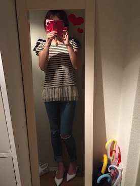 「UNIQLO（ユニクロ）のアイテム（キャミソール、ホワイト系）」を使った、ゴーヤーんさん（レディース）の春コーディネート