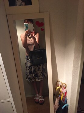 「しまむら（シマムラ）のアイテム（サンダル、ホワイト系）」を使った、ゴーヤーんさん（レディース）の夏コーディネート