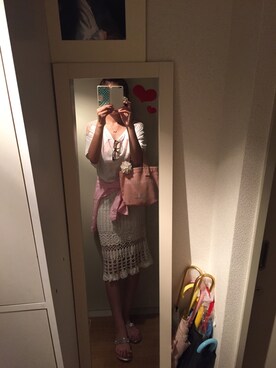 「JILL STUART（ジルスチュアート）のアイテム（ハンドバッグ、ピンク系）」を使った、ゴーヤーんさん（レディース）の夏コーディネート