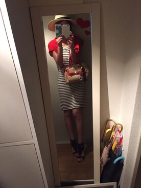 「MINIMUM（ミニマム）のアイテム（ハンドバッグ）」を使った、ゴーヤーんさん（レディース・165cm）の夏コーディネート