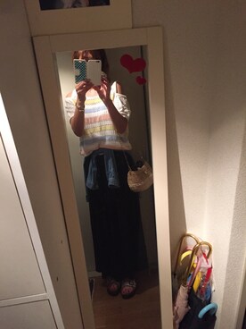 「UNIQLO（ユニクロ）のアイテム（スカート、ブラック系）」を使った、ゴーヤーんさん（レディース）の夏コーディネート