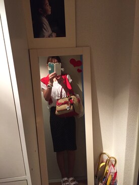 「MINIMUM（ミニマム）のアイテム（ハンドバッグ）」を使った、ゴーヤーんさん（レディース・165cm）の夏コーディネート