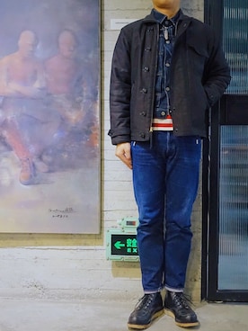 「Red Cloud MFG & Co（-）のアイテム（ミリタリージャケット）」を使った、rennv11さん（メンズ・183cm）の冬コーディネート