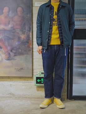 「Red Cloud MFG & Co（-）のアイテム（パンツ）」を使った、rennv11さん（メンズ・183cm）の冬コーディネート