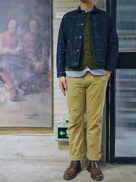 「Red Cloud MFG & Co（-）のアイテム（デニムジャケット）」を使った、rennv11さん（メンズ・183cm）の冬コーディネート