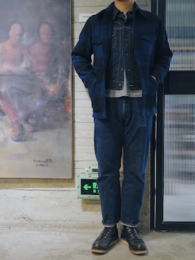 「Red Cloud MFG & Co（-）のアイテム（パンツ）」を使った、rennv11さん（メンズ・183cm）の冬コーディネート