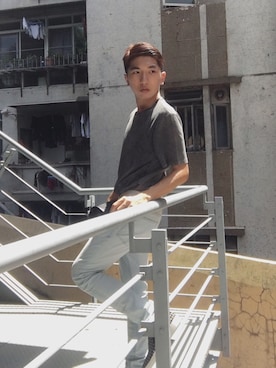 「PULL&BEAR（プルアンドベア）のアイテム（ニット/セーター）」を使った、Stanley S.さん（メンズ・164cm）の夏コーディネート