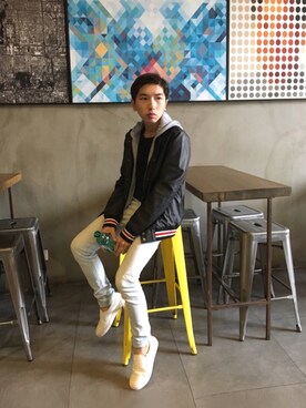 「NET（ネット）のアイテム（シューズ）」を使った、Stanley S.さん（メンズ・164cm）の秋コーディネート