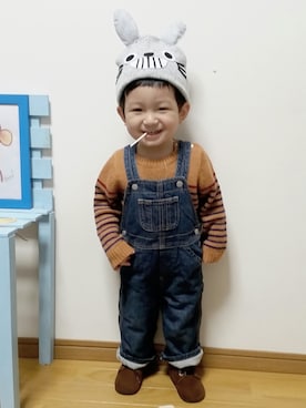 「トトロ」｜「アイテム（サロペット/オーバーオール）」を使った、♡momo♡さん（キッズ・80cm）の冬コーディネート