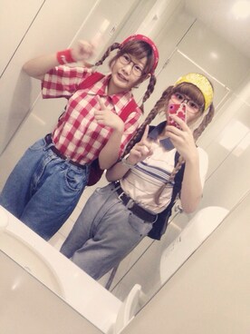 「ダサダサデニム（デニムパンツ、ブルー系）」を使った、わっかさん（レディース・154cm）の夏コーディネート