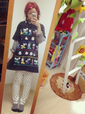 「黒ギンガムシャツ
（シャツ/ブラウス、ブラック系）」を使った、わっかさん（レディース・154cm）の夏コーディネート