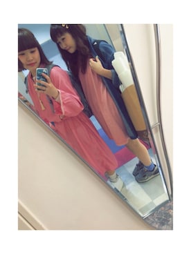 「bulle de savon（ビュルデサボン）のアイテム（Tシャツ/カットソー、ピンク系）」を使った、わっかさん（レディース・154cm）の秋コーディネート