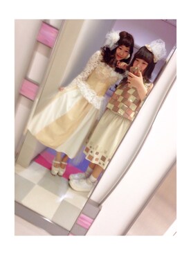 「Handmade（ハンドメイド）のアイテム（ドレス、ベージュ系）」を使った、わっかさん（レディース・154cm）の秋コーディネート