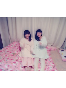 「アイテム（ルームウェア、ブルー系）」を使った、わっかさん（レディース・154cm）の秋コーディネート