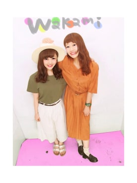 「古着のアイテム（ワンピース、オレンジ系）」を使った、わっかさん（レディース・154cm）の秋コーディネート