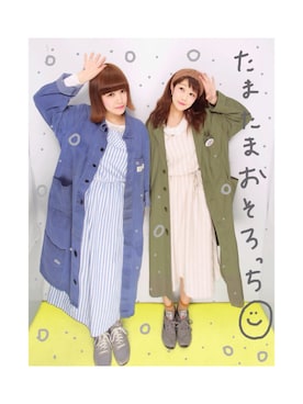 「w closet（ダブルクローゼット）のアイテム（ジャケット/アウター、グリーン系）」を使った、わっかさん（レディース・154cm）の秋コーディネート