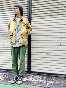 「ノーカラーシャツ」｜「アイテム（スウェット）」を使った、koki_tsubakiharaさん（メンズ・174cm）の春コーディネート