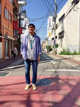 「アイテム（デニムパンツ）」を使った、koki_tsubakiharaさん（メンズ・174cm）の春コーディネート