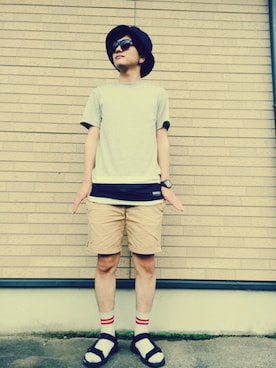 「H&M」｜「アイテム（サンダル）」を使った、みけさん（メンズ・170cm・20代）の夏コーディネート