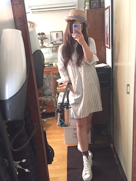 「MAISON DE REEFUR（メゾンドリーファー）のアイテム（ハット）」を使った、matuko813さん（レディース・164cm）の夏コーディネート