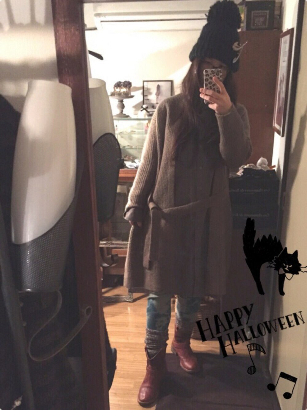 「景樹にハロウィン2016　後夜祭、靴下週間、WEAR HALLOWEEN 2016、ベレー帽推奨委員会、ガーリー集団、スナフキン、ﾑｰﾐﾝｺｰﾃﾞし隊。、バナナぶ、少年探偵団」｜「Balcony and BedのENGENEER BOOTS（ブーツ、ブラウン系）」を使った、matuko813さん（レディース・164cm）の秋コーディネートの1枚目の写真