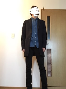 「コムサ」｜「アイテム（チェスターコート）」を使った、Akiraさん（メンズ・173cm）の秋コーディネート