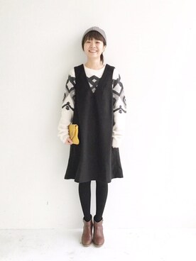 「haco!（ハコ）のアイテム（ニット/セーター）」を使った、maruさん（レディース・151cm）の秋コーディネート
