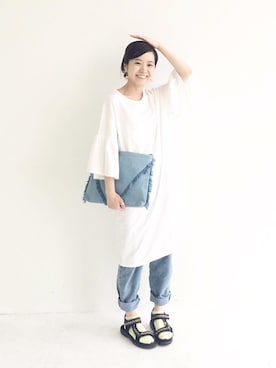 「アイテム（クラッチバッグ）」を使った、maruさん（レディース・151cm）の夏コーディネート