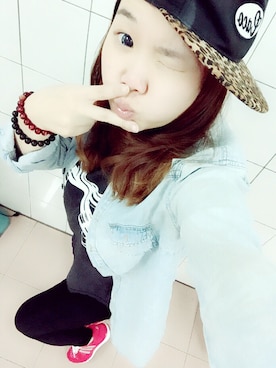 「Cacoのアイテム（キャップ、ブラック系）」を使った、ゆうみさん（レディース・159cm）の秋コーディネート