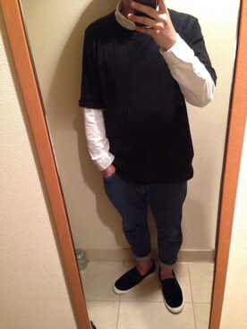 「tk.TAKEO KIKUCHI（ティーケータケオキクチ）のアイテム（その他シューズ）」を使った、tylerさん（メンズ・169cm）の秋コーディネート