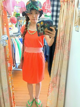 「70s」｜「アイテム（ワンピース/ドレス）」を使った、merry (古着屋FunnyFace)さん（レディース・168cm）の夏コーディネート
