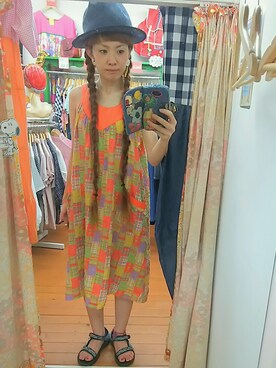 「山高帽」｜merry (古着屋FunnyFace)さん（レディース・168cm）の夏コーディネート