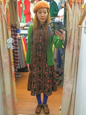 「70s」｜「アイテム（ワンピース/ドレス）」を使った、merry (古着屋FunnyFace)さん（レディース・168cm）の冬コーディネート