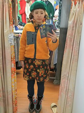 「patagonia」｜「アイテム（ハンチング/ベレー帽）」を使った、merry (古着屋FunnyFace)さん（レディース・168cm）の冬コーディネート