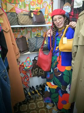 「CELINE」｜「アイテム（ハンチング/ベレー帽）」を使った、merry (古着屋FunnyFace)さん（レディース・168cm）の冬コーディネート