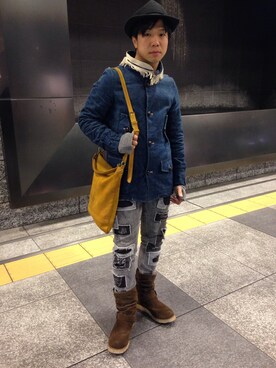 「masterkey（マスターキー）のアイテム（デニムジャケット）」を使った、KAZUHIさん（メンズ・165cm）の冬コーディネート