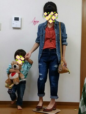 「VENCE（ヴァンス）のアイテム（パンツ）」を使った、しずはなさん（レディース・148cm）の秋コーディネート