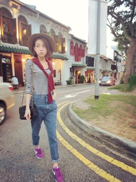 「PULL&BEAR（プルアンドベア）のアイテム（ブルゾン）」を使った、Vianne*張瑋瑋さん（レディース・160cm）の秋コーディネート