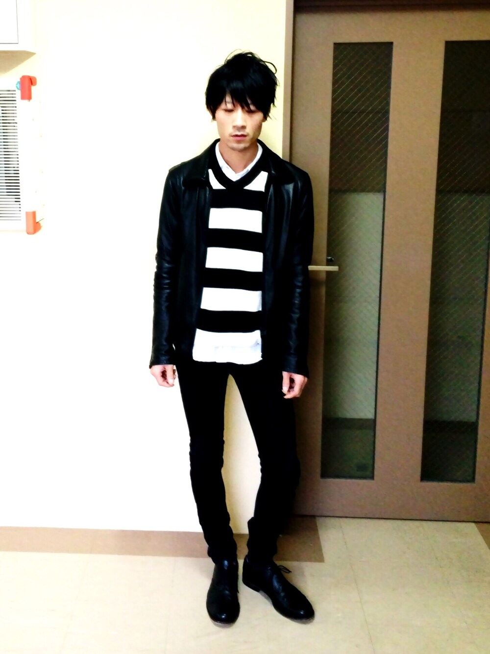 「GUのアイテム（ニット/セーター、その他）」を使った、n.r.aさん（メンズ・170cm）の秋コーディネートの1枚目の写真