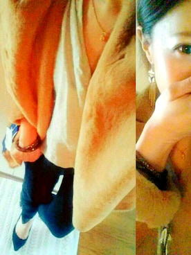 「ブレスレット」｜「アイテム（ムートンコート）」を使った、ma.rtnさん（レディース・153cm）の春コーディネート