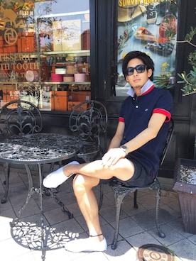 「アイテム（ポロシャツ）」を使った、RYO WATANABEさん（メンズ・173cm）の夏コーディネート