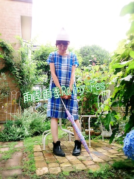 「AIGLE（エーグル）のアイテム（ブーツ）」を使った、さくらんぼさん（レディース・160cm）の夏コーディネート