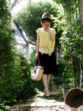 「Soareak（ソアリーク）のアイテム（トップス）」を使った、さくらんぼさん（レディース・160cm）の夏コーディネート