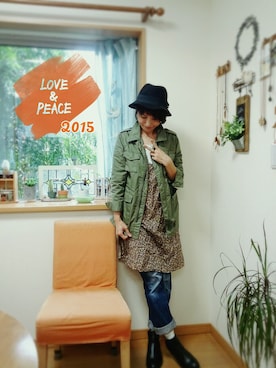 「ボーイフレンドデニム」｜「アイテム（その他アウター）」を使った、さくらんぼさん（レディース・160cm）の秋コーディネート